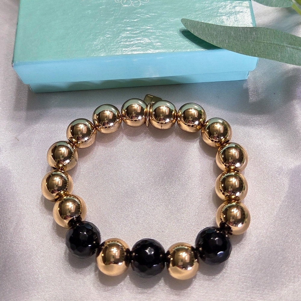 Park Lane Gold and Black Beaded Bracelet